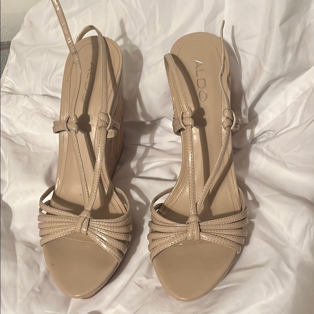 Aldo Tan Elegant Pleated Strap Sandals